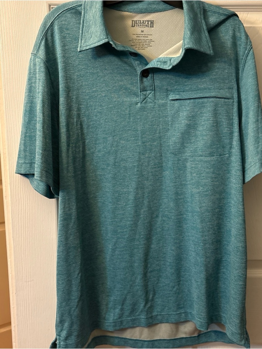 Duluth Trading Co Men’s Heather Teal Short-Sleeve Polo